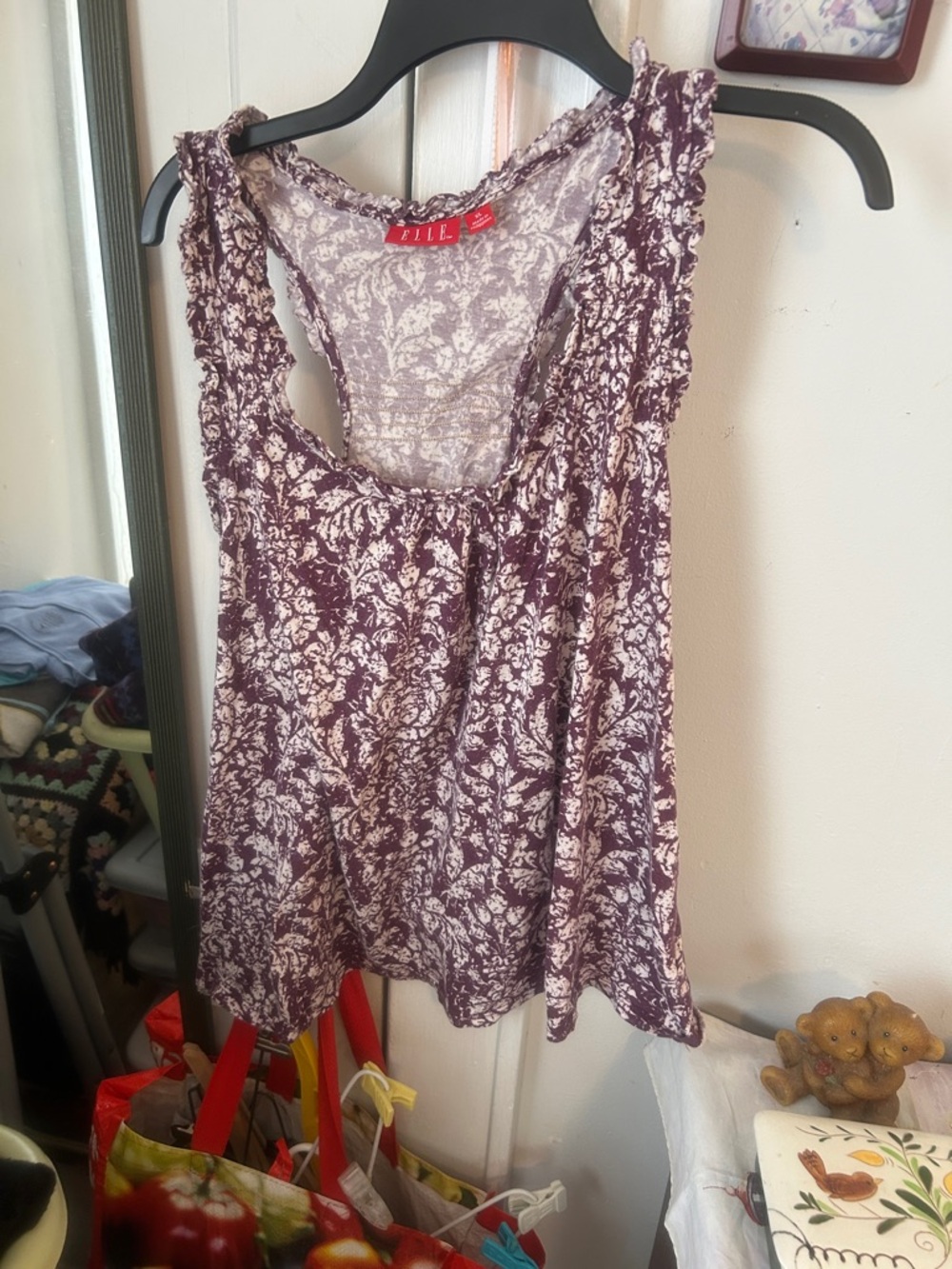 Elle Purple Floral Sleeveless Ruffle Tank